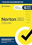 Norton 360 Deluxe, 2023 Ready, Antivirus-Software für 5 Geräte mit automatischer Erneuerung – inklusive VPN, PC Cloud Backup & Dark Web Monitoring [Schlüsselkarte]
