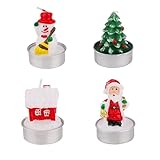 Scentoria 4 Stück Weihnachtskerzen, Weihnachtskerze, Kerzen Weihnachten, Teelichter Weihnachten, Teelicht Weihnachten, Kerze Weihnachten, 4 Weihnachtsteelichter für Party Neujahr Geschenke