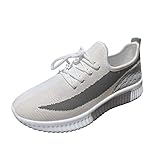 Woaikeyu Mesh-Sneaker für Damen, atmungsaktiv, leicht, Laufschuhe, Farbblock, Sportschuhe, Outdoor, Fitness, Sneakers, grau, 42 EU