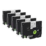 Molabel 5er-Pack kompatible TZe-231 Schriftbänder für Brother TZe-231 / TZ-231, 12 mm (0,47 Zoll) laminiert, weißes Band mit schwarzer Schrift, kompatibel mit P-Touch PT-H100R, PT-H105, PT-H100LB.