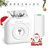 Buyounger Mini Drucker Mobiler Fotodrucker für Smartphone Multifunktionsgerät Bluetooth Drucker Klein Handy Sticker Drucker Thermodrucker USB Taschen Label Drucker Weiss ohne Patrone