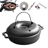 Suppentopf aus Gusseisen, strapazierfähig, hochtemperaturbeständig, Gusseisen-Dutch Oven Set – zum Braten, Braten, Schmoren, Grillen, Backen