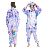 SOETDERT Kinder Einhorn Schlafstrampler, Kostüm Onesie Jumpsuit mit Kapuze, Einhorn Kostüm Overall, Mädchen Jumpsuit Schlafanzug, Tier Kostüm Onesie Kinder Karneval Faschings Cosplay, 140