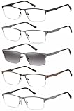 EYECEDAR 5 Stuks Lesebrille Herren Halber Rahmen Edelstahl Material Metall Federscharniere Enthalten Sonnenbrillen Lesebrillen 2.00