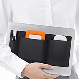 Lacdo 3-Taschen Maus-Halter Klebetasche für Laptop Stick on, Externe Festplatten SSD Pouch für Laptop, Organizer Tasche Aufbewahrungstasche Hülle für Maus/HDD/SSD/Kabel und weiteres Zubehör, Schwarz