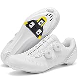 Hiuzylqx Fahrradschuhe für Herren Mountain Road Bikes Schuh Kompatibel mit Peloton Look SPD SPD-SL Delta Lock Pedal Rennradschuhe Reitschuhe,Weiß,39 EU