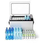 JUNG AD8081 Mini Kühlschrank/Gefrierfach klein, 40L, Kompressor Kühlbox, Gefrierschrank Minikühlschrank, 2 Anschlüsse (Zigarettenanzünder & Steckdose) LCD Display
