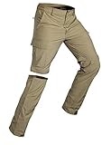 Wespornow Herren Zip-Off-Wanderhose-Abnehmbar-Trekkinghose, Atmungsaktiv Outdoorhose Arbeit Hosen Schnell Trockend Sommer Funktionshose mit 5 Taschen (Khaki, L)