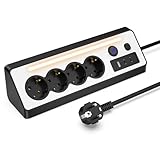 Mehrfachsteckdose, 5 Fach Steckdosenleiste mit 2 Type-C 2 USB