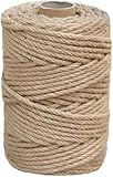 HONENCN 5 mm x 30 Meter natürliches Jute-Hanfseil, strapazierfähig, dick, für Garten, Bindung, Handwerk, Verpackungsmaterial, Kratzbaum, Kratzbaum