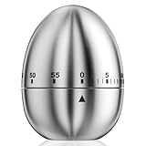 Rseuphiee Eieruhr, Küchentimer Ei aus Edelstahl, Mechanische Eieruhr, Küche Kurzzeitmesser, Küchenhelfer mit 60 Minuten, Eiförmige lustige Kurzzeitwecker Küche, für Küche Zubehör Kochwerkzeug
