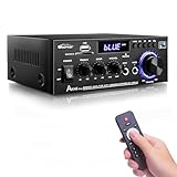 AK45 Pro HiFi-Verstärker WOOPKER Mini Verstärker, 500W,2 Kanäle Bluetooth Verstärker HiFi Stereo w/UKW-Radio, USB,SD,RCA,MIC In,Audio Verstärker Receiver für Zuhause oder Auto