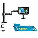 Elikliv EM4K Flex 4K Löt Digitalmikroskop 2000x, Flexibler Armständer, 10,1' HDMI Mikroskop mit Ringlicht, 52MP Ganzmünzenmikroskop, LCD Mikroskop für Erwachsene, Elektronikreparaturmatte, 64G