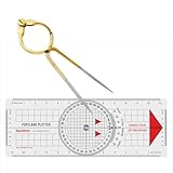 Liquidraw Portland Kursplotter, Navigationsteiler-Set, Marine, Segeln, nautisch, Winkelmesser, einhändig, gerade, Teiler, massives Messing, 20,3 cm