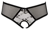 Orion Ouvert-Slip - verführerische Panty für Frauen, mit Öffnung im Schritt, floralen Spitzen-Details, verzierter Bund, figurbetont, schwarz