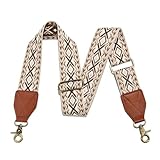 LEMEDE Handtaschengurt, 5,1 cm, Leder-Ende, verstellbarer Ersatz, Retro-Jacquard-Muster, Crossbody-Taschengurte, Brown-50t-lingge-0718