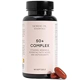 Multi Komplex 50+ | All-in-One mit Omega 3, Vitamin D3 K2, Vitamin B12, Vitamin C, Zink & mehr | Entwickelt speziell für Menschen über 50 | 60 Softgel-Kapseln | Nordic Oil