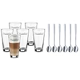 WMF Clever&More Latte Macchiato Gläser Set 12-teilig mit Löffel, Aufrdruck, 280 ml,spülmaschinengeeignet