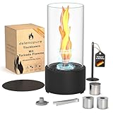 delemopure Premium Bio Ethanol Tischkamin mit Spirale Feuer für Indoor und Outdoor Garten Deko-Tischfeuer,Terrassenfeuer, Windlicht, Gartenfackel mit Tornado Flamme 30cm, ECO Packing