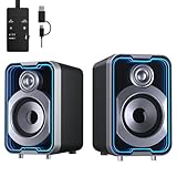 SOULION C40 PC-Lautsprecher, Stereo-Sound, 10 Watt Spitzenleistung, Bluetooth, kabelgebunden, Computer-Lautsprecher mit einfacher Steuerung, Pod für Desktop, Laptop, Monitor, winzige Lautsprecher mit