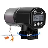 Futterautomat Aquarium Feuchtigkeitsbeständig Futterautomat Fische - LCD Display Automatischer Zeitschaltuhr Fischfutter Futterspend für Urlaub Goldfische Tank Outdoor Teich Schwarz