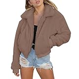 Mein Konto Frauen Winter Solide Plüsch Warme Casual Fleece Jacke Damen Mantel Punkte (Khaki, S)