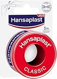 Hansaplast Fixierpflaster Classic (5 m x 2,5 cm), Tapeband zur einfachen und sicheren Fixierung von Wundverbänden, Heftpflaster Rolle mit starker Klebekraft.