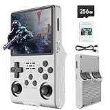 R40S Tragbare Spielkonsole, 30.000 Retrospiele in 1 Spielkonsole mit Open Source Linux System, 256 GB TF-Karte, 3,5“ IPS Display und 3.800 mAh Akku (Weiß)