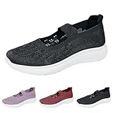 Damen Freizeit Walkingschuhe Slip-On Sneaker Leicht Bequem Sommerschuhe Weiche Sohle OrthopäDische Schuhe Sommer Atmungsaktiv Mesh Sandalen Anti-Rutsch Slipper Loafer Flache Schuhe FüR Damen