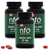 NFO GENTLE IRON 3er-Pack [3x100=300 Eisentabletten] Eisen hochdosiert mit Ferrochel-Formel – die bioverfügbarste Form gegen Eisenmangel – vegan geeignet – aus Norwegen – hoch verträglich