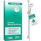 hansgrohe Crometta wassersparendes Duschset 0,90m, 2 Strahlarten, Weiß/Chrom