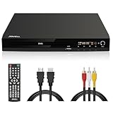 Kompakter DVD-Player mit Scart-Anschluss, Regionenfreier HD-DVD-CD-Player 1080P mit HDMI-Ausgang AV-Ausgang, Integriertem PAL NTSC-TV-System, Unterstützt MIC-Eingang, USB-Eingang (DVD-170 mit Scart)
