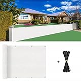 Shoiwn Balkon Sichtschutz Abdeckung Wohnung Terrasse Sichtschutz Abdeckung 3 Fuß x15 Fuß für Sonnenscheinschutz Veranda Deck Zaun und Außenwände für Terrasse Privatsphäre (Weiß 2022)