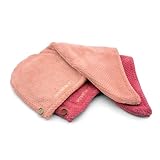 waschies Mikrofaser Haarhandtuch/Haarturban mit praktischem Fixierknopf – 2er Set Pink/Rosa – für schnelle Haartrocknung – sanft, leicht & saugfähig – geeignet für alle Haartypen