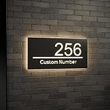 Individuell Gestaltete LED-Hausnummernschild, Beleuchtetes Hausschild Aus Acryl, Personalisierte 3D-Adressplakette, Hausnummernschild(Cool white,20x40cm)