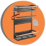 PureMounts® Magnetisches Seiten-Regal, belastbar bis 12kg, Hänge-Regal mit abnehmbaren Haken und Holzstäben, schwarz