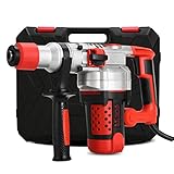 Bohrhammer 9 Ampere 2000 W Hochleistungshammer SDS-Plus, 3 Funktionen, Geschwindigkeitsregulierung, Elektrischer Bohrhammer, Schwenkbarer, Verstellbarer Griff, Bohrmeißel, Flacher Bohrer, Mit Trageta