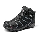 NORTIV 8 Herren Outdoorschuhe Wanderstiefel Trekking Wanderschuhe Wasserdicht Mid Kletterschuhe Bergsteigen Klettern Wandern Schuhe Hiking Boots,Size 42,Schwarz/Dunkel/Grau,160448_M-E