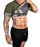 FUXERT Sauna-Shirt für Herren Schweiß Saunaanzug für Fitnessstudio Übung Kompressionsshirt Workout Shapewear, Grün , X-Large