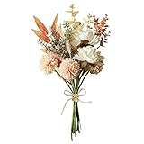 Weldomcor Kunstblumen Hortensien Künstliche Pflanzen Blumen wie Echt Deko Seidenblumen Blumenstrauß künstlich Blumenarrangements Hochzeit Zimmerdeko, Champagner
