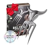 Steak Champ Bull Fork Fleischgabel, 16,5 cm: Massive Serviergabel, Tranchierbesteck, mit Zinklegierung, verchromt, spülmaschinenfest