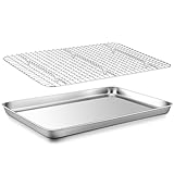 Homikit Backblech mit Abkühlgitter, Edelstahl Groß Backform Kuchenblech und Kuchengitter Kühlgitter für Backen Braten Servieren, 40x30x2,5cm, Leicht zu Reinigen und Spülmaschinenfest
