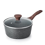 SENSARTE 18CM Antihaft-Kasserolle mit Deckel, 2L Kleiner Topf mit Schweizer Granit-Beschichtung, Stay-cool Griff, Mehrzweck-Soßentopf Kleine Küche Kochtopf, Induktion Geeignet, PFOA Frei