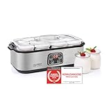 TZS First Austria elektischer Joghurtbereiter, Joghurt Maker, 30 W, 8 Gläser, 190 ml, LCD-Display, Temperatureinstellung, Timer- und Auto-Stop-Funktion, weiß/grau
