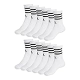 adidas Herren Damen Crewsocks Sportsocken Socken Cushioned Crew 6 Paar, Farbe:Weiß, Größe:49-51, Artikel:- white