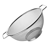 Fackelmann Edelstahl Sieb Ø 26 cm – Feinmaschiger Seiher mit Zwei Griffen, Spülmaschinengeeignet, Silber