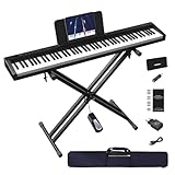 OYAYO E Piano Digitales Klavier mit 88 Tasten, Halbgewichtete Vollgröße-Tastatur, MIDI & Bluetooth Funktion, inkl. Klavierständer und Sustain-Pedal – Ideal für Kinder und Erwachsene für Einsteiger