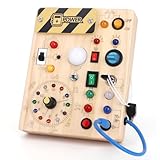 Busy Board Montessori Spielzeug ab 1 jahr Activity Board Holzspielzeug Mit 10 Schaltern und 23 LED Lichtern Sensorik Spielzeug Motorikspielzeug für Babys und Kinder ab 1 2 3 4 Jahre Jungen und Mädchen
