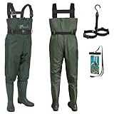Wathose für Herren und Damen, mit Stiefeln, wasserdicht, atmungsaktiv, Grün/Braun, Größen 38-42, grün, UK 6 / EU39