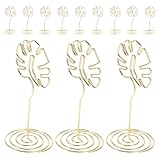 LALAFINA 12 Stück Metall Visitenkartenhalter Blattform Dekorativer Kleiner Kartenständer aus Metalldraht für Büro Konferenzen und Veranstaltungen Poliert und Formstabil